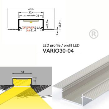 LED profil VARIO30-04 ACDE-9  2000mm eloxált